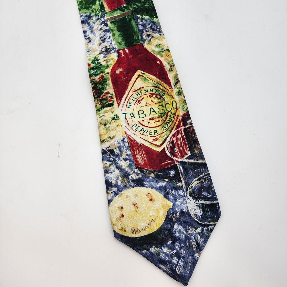 Tabasco Neck Tie Impressionist Paint Strokes 100% Silk Lemon Abstract Artsy USA